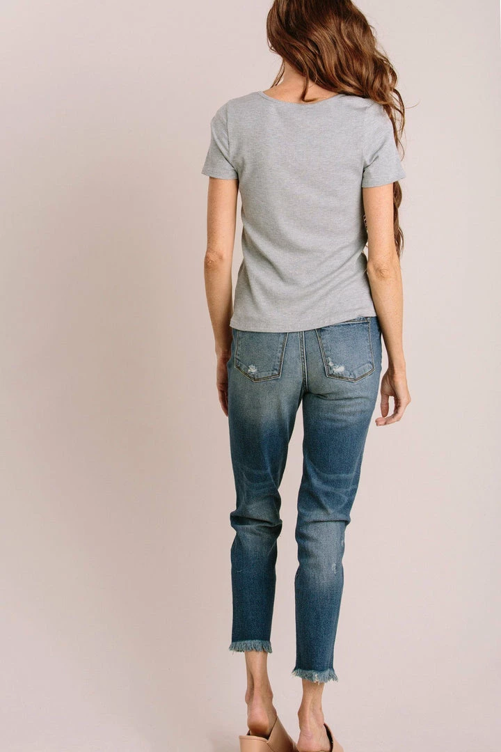 Everly Basics Janice Short Sleeve Ribbed Top