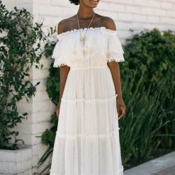 Ee:some Jade Off Shoulder Maxi Dress