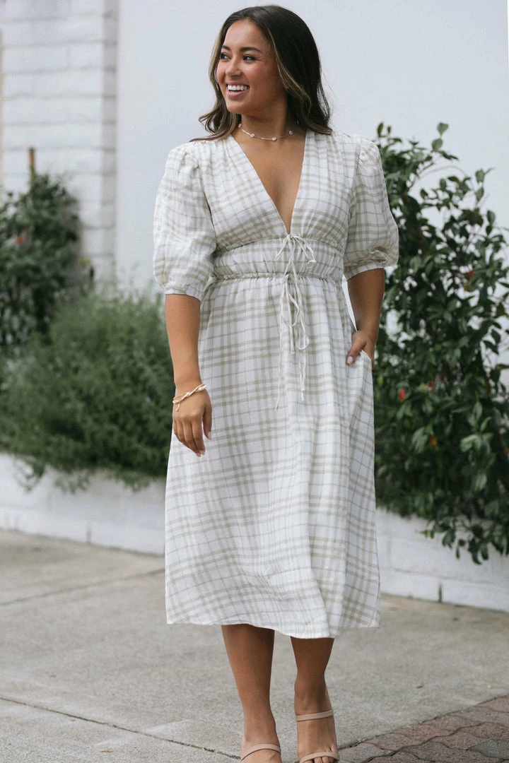 Moodie Eden Plaid Midi Dress