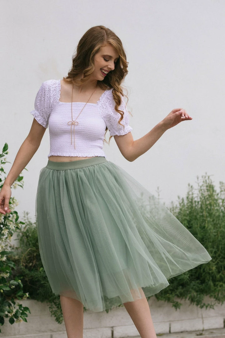 Style Melody Skylar Eyelet Smocked Crop Top Clothing