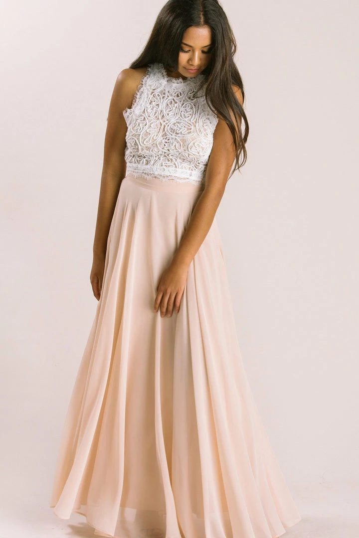 A.Peach Bridal Leighton White Sleeveless Lace Top