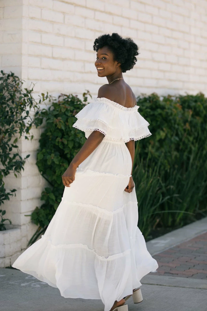 Ee:some Jade Off Shoulder Maxi Dress