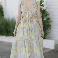 Aakaa Maternity Friendly Cassie Ruffled V-Neck Maxi Dress