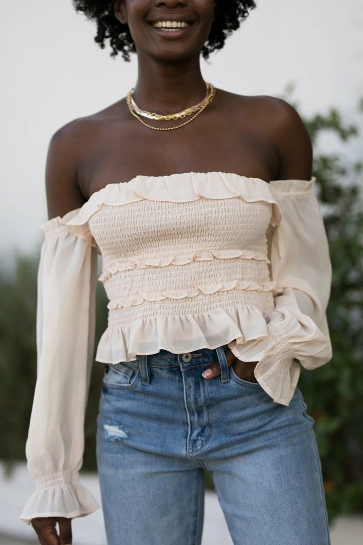 Le Lis Susanna Smocked Ruffled Top Clothing