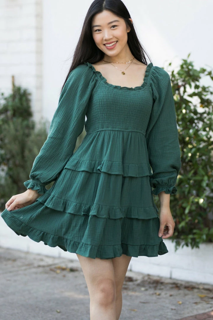 & Merci Ingrid Smocked Mini Dress Clothing