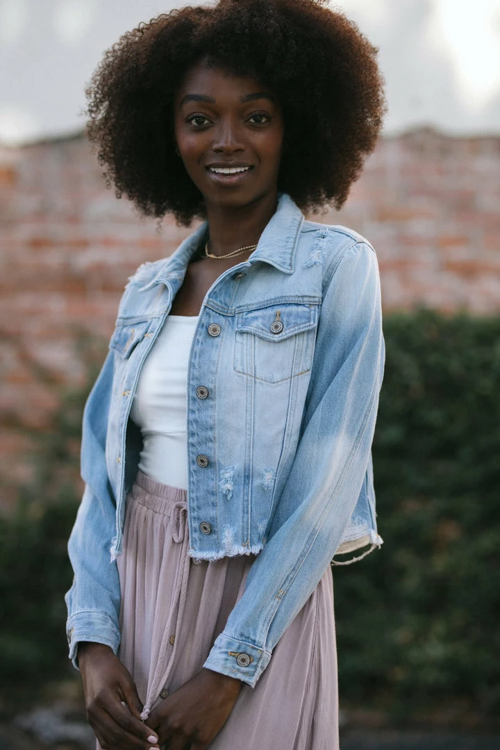 Kancan Dina Distressed Denim Jacket