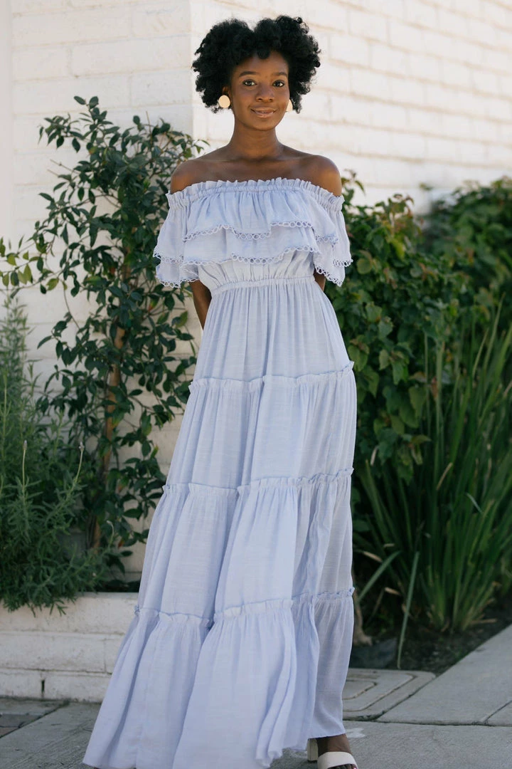 Ee:some Jade Off Shoulder Maxi Dress