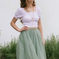 Style Melody Skylar Eyelet Smocked Crop Top Clothing