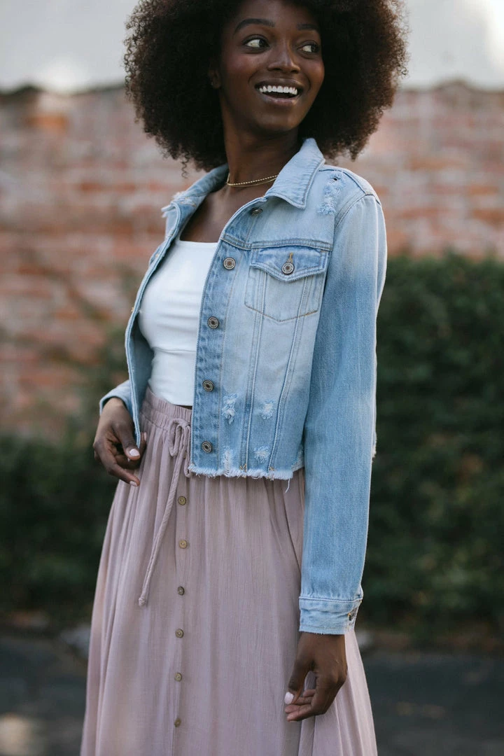 Kancan Dina Distressed Denim Jacket