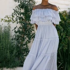 Ee:some Jade Off Shoulder Maxi Dress