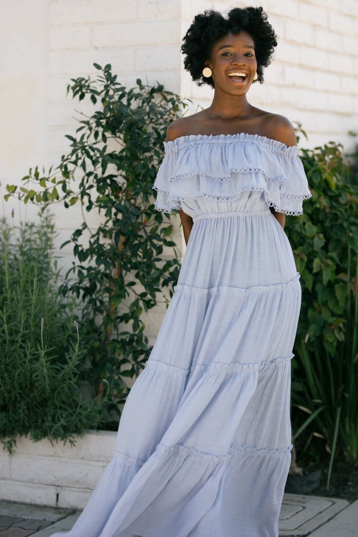 Ee:some Jade Off Shoulder Maxi Dress