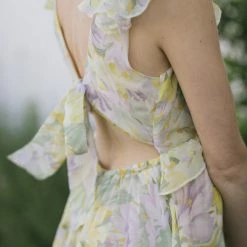 Aakaa Maternity Friendly Cassie Ruffled V-Neck Maxi Dress