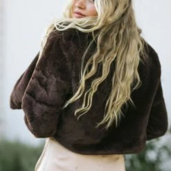 Lush Loraine Cropped Faux Fur Jacket