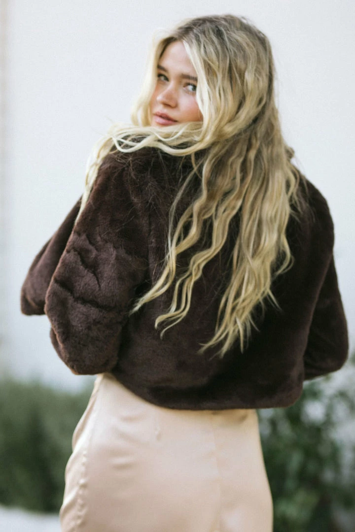 Lush Loraine Cropped Faux Fur Jacket