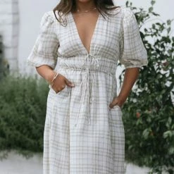 Moodie Eden Plaid Midi Dress