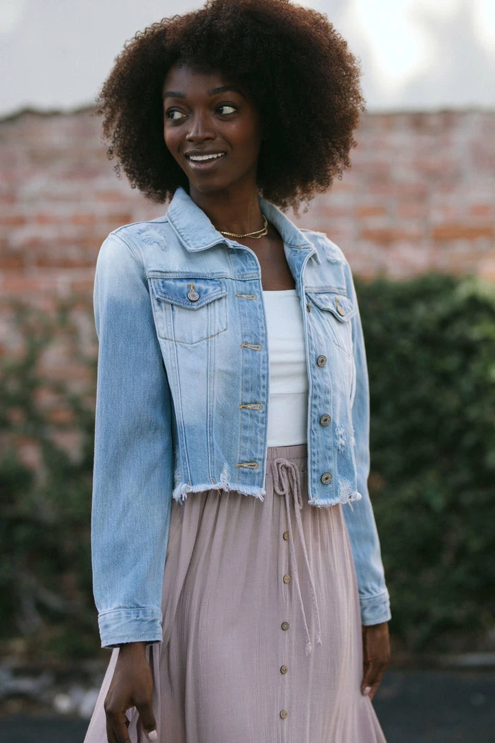 Kancan Dina Distressed Denim Jacket