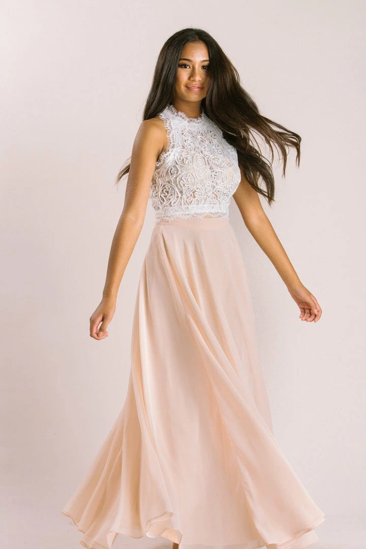 A.Peach Bridal Leighton White Sleeveless Lace Top