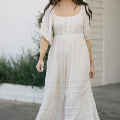 Listicle Carissa Crocheted Lace Detail Maxi Dress