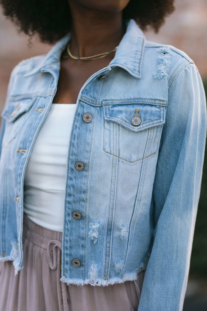 Kancan Dina Distressed Denim Jacket
