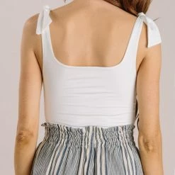 Final Touch Carmen Square Neck Bow Bodysuit Clothing