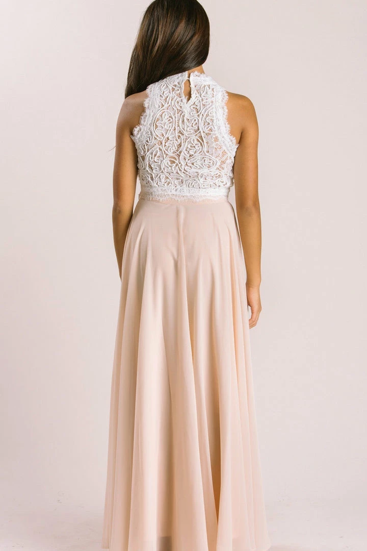 A.Peach Bridal Leighton White Sleeveless Lace Top