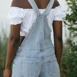She + Sky Colleen Distressed Denim Overalls