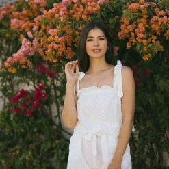 Bighit Fashion Marie Eyelet Tie Shoulder Romper Clothing