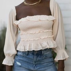 Le Lis Susanna Smocked Ruffled Top Clothing