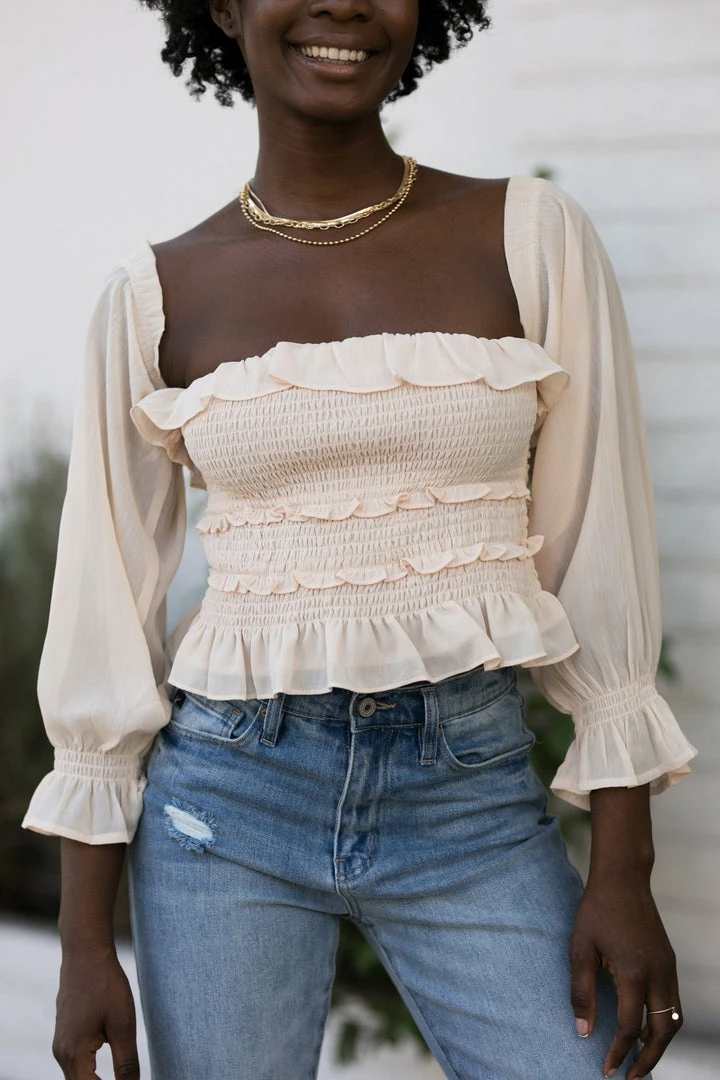 Le Lis Susanna Smocked Ruffled Top Clothing