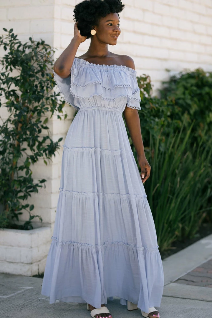 Ee:some Jade Off Shoulder Maxi Dress