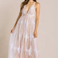 Luxxel Angeline Velvet Lace Maxi Dress