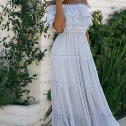 Ee:some Jade Off Shoulder Maxi Dress