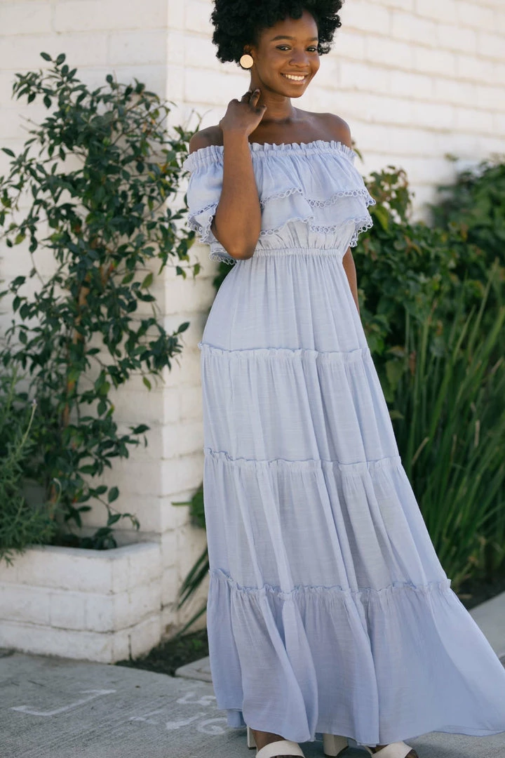 Ee:some Jade Off Shoulder Maxi Dress