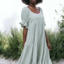 Ces Femme Maternity Friendly Finley Tiered Midi Dress