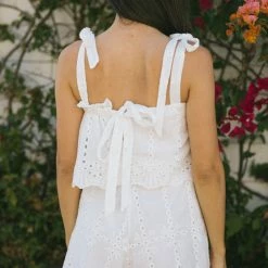 Bighit Fashion Marie Eyelet Tie Shoulder Romper Clothing