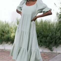 Ces Femme Maternity Friendly Finley Tiered Midi Dress