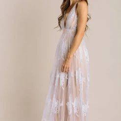 Luxxel Angeline Velvet Lace Maxi Dress