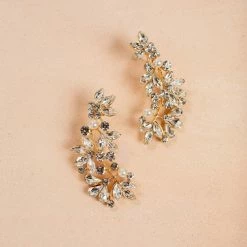 Joia Noella Leaf Crystal & Pearl Earrings Accessories