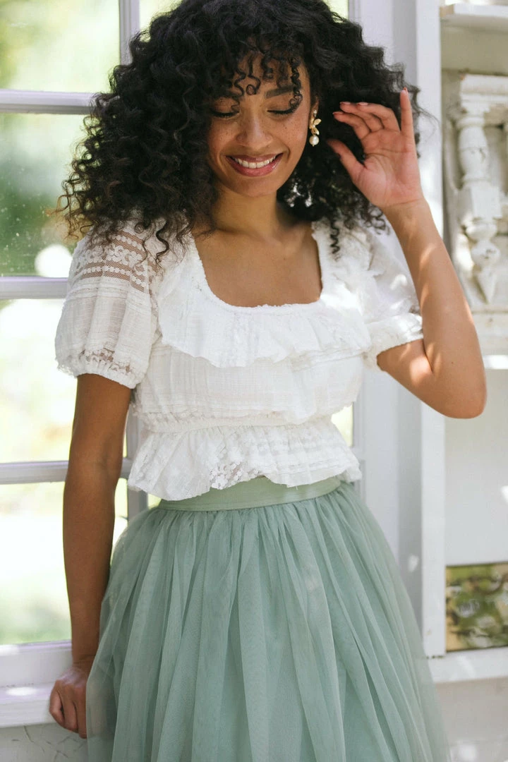 Emory Park Catalina Ruffled Crop Top