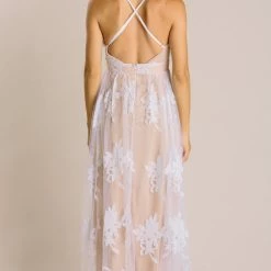 Luxxel Angeline Velvet Lace Maxi Dress