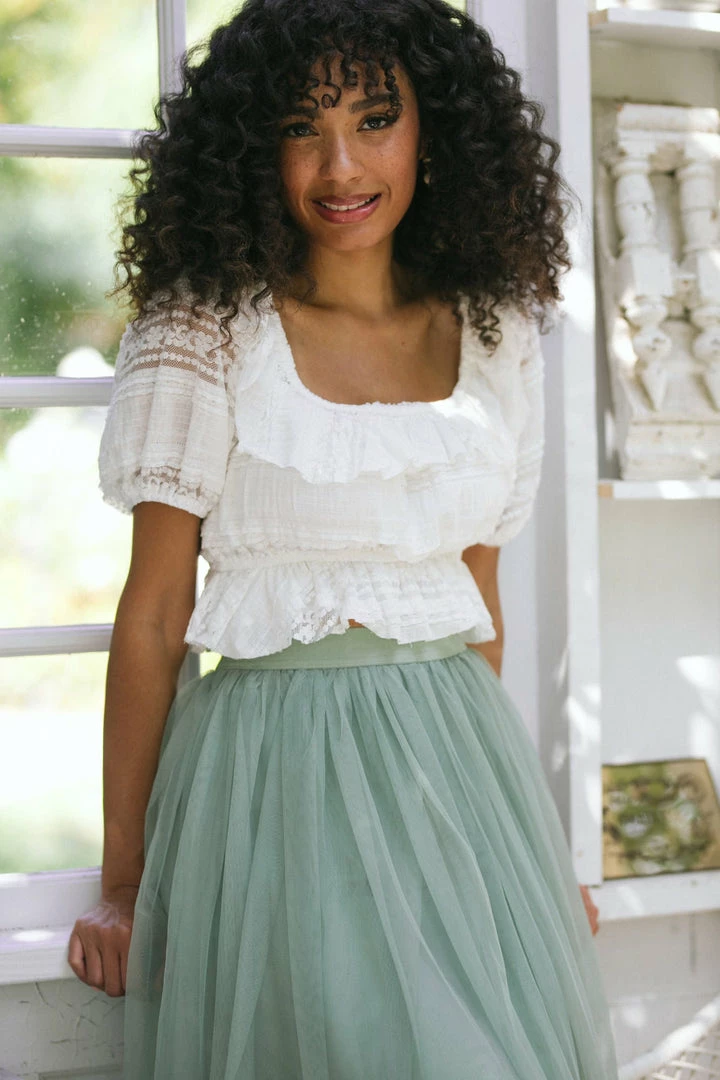 Emory Park Catalina Ruffled Crop Top