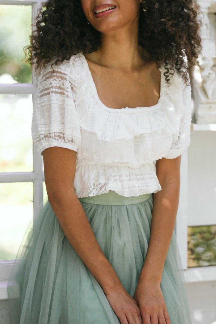 Emory Park Catalina Ruffled Crop Top