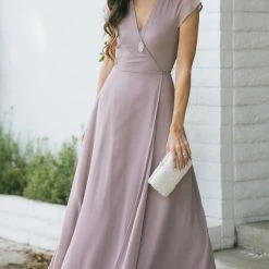Soieblu Melody Short Sleeve Maxi Wrap Dress Bridal