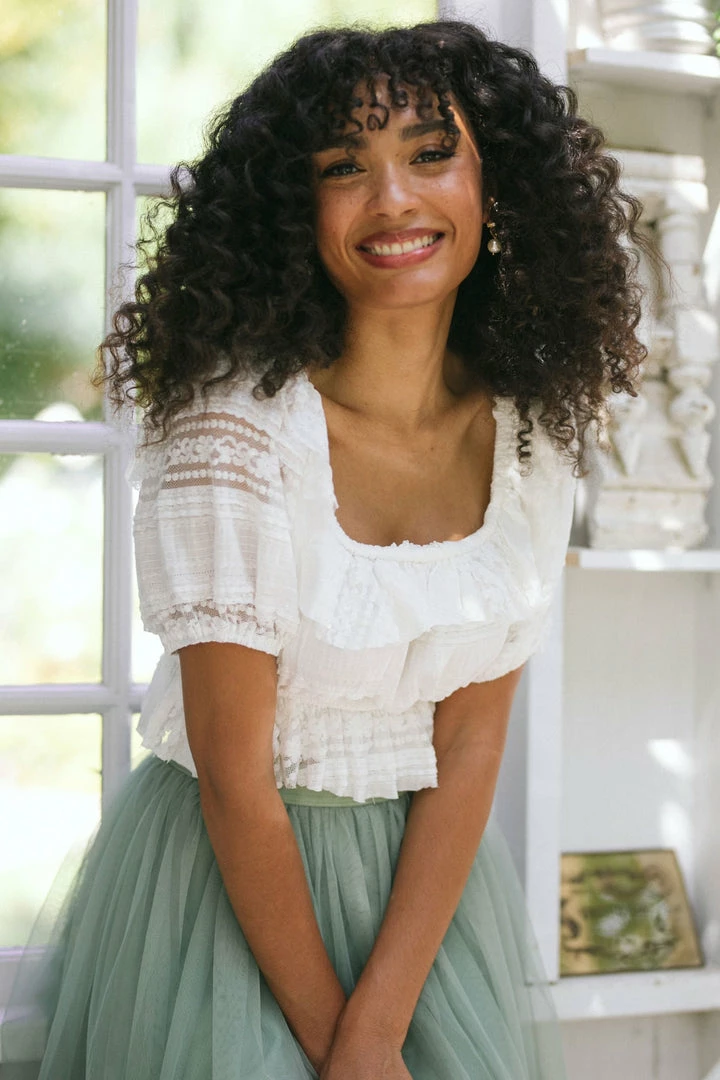 Emory Park Catalina Ruffled Crop Top