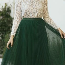 Aakaa Addison Mock Neck Lace Top Bridal