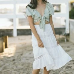 Paper Crane Paula Lace Detail Midi Skirt Maternity Friendly