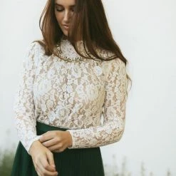 Aakaa Addison Mock Neck Lace Top Bridal