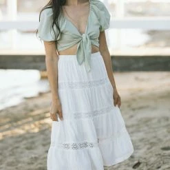 Paper Crane Paula Lace Detail Midi Skirt Maternity Friendly