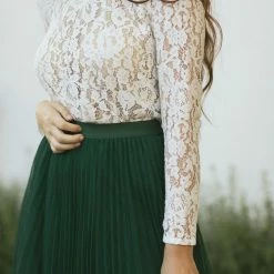 Aakaa Addison Mock Neck Lace Top Bridal