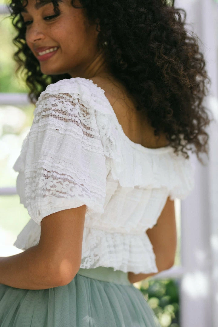 Emory Park Catalina Ruffled Crop Top